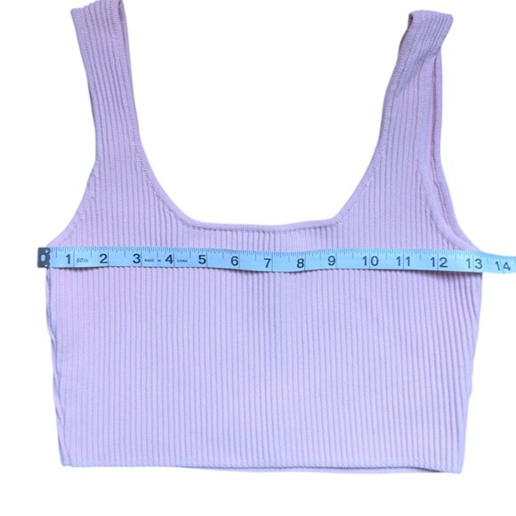 White Fox Boutique Pink Ribbed Square Neck Tank Top Women Size Small - Picture 8 of 10